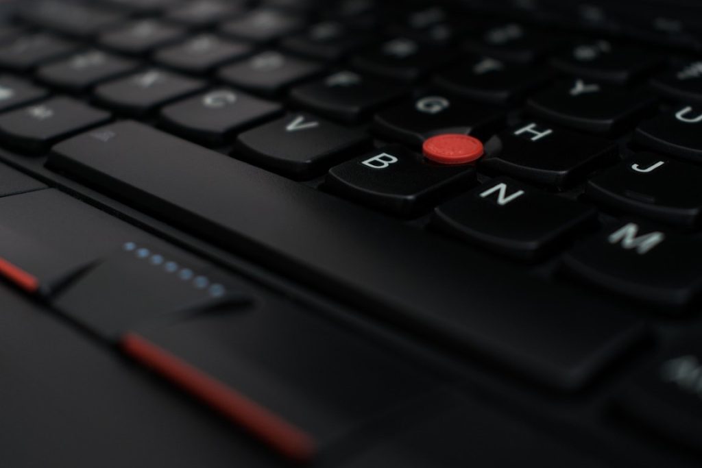 close up picture of lenovo thinkpad laptop